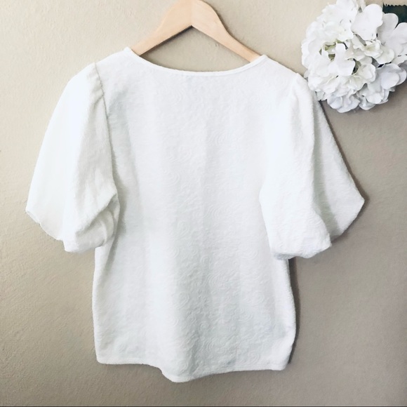 Balloon Sleeve Jacquard Lace knit top - Picture 4 of 4